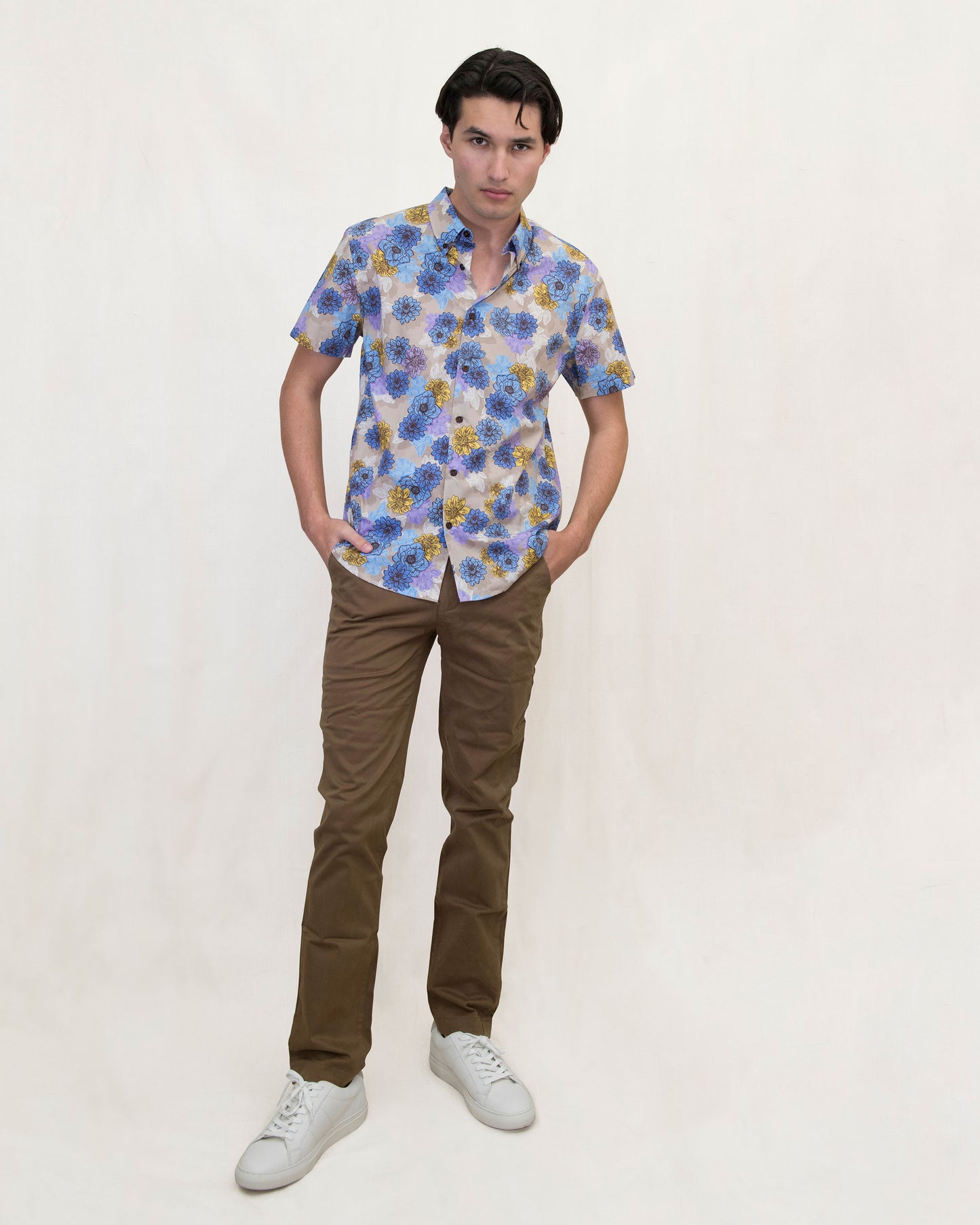 TIM SNAP FLORAL SHIRT - PUMICE