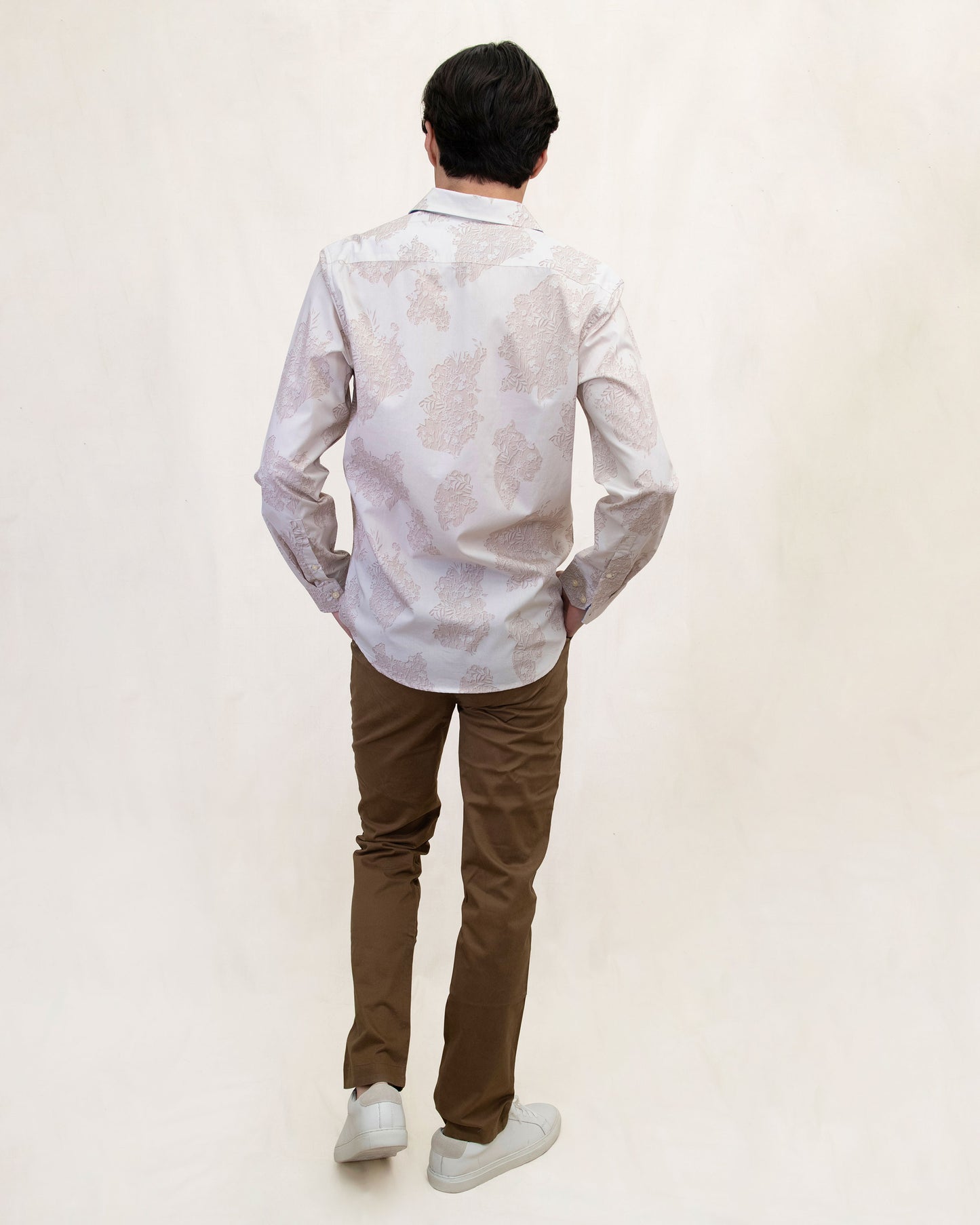 NIGEL CUTOUT OXFORD SHIRT - PUMICE