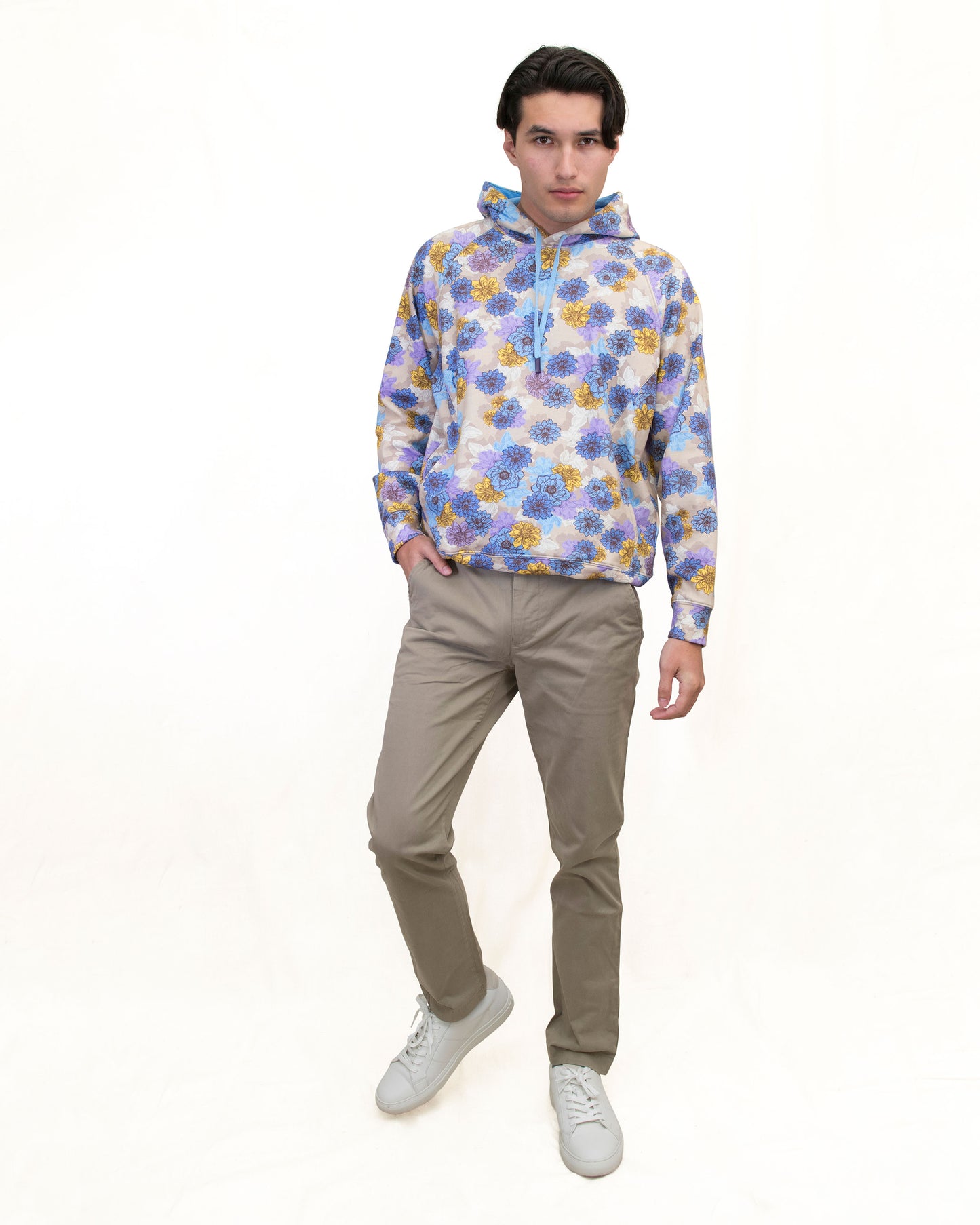 HANK SNAP FLORAL HOODIE - PUMICE