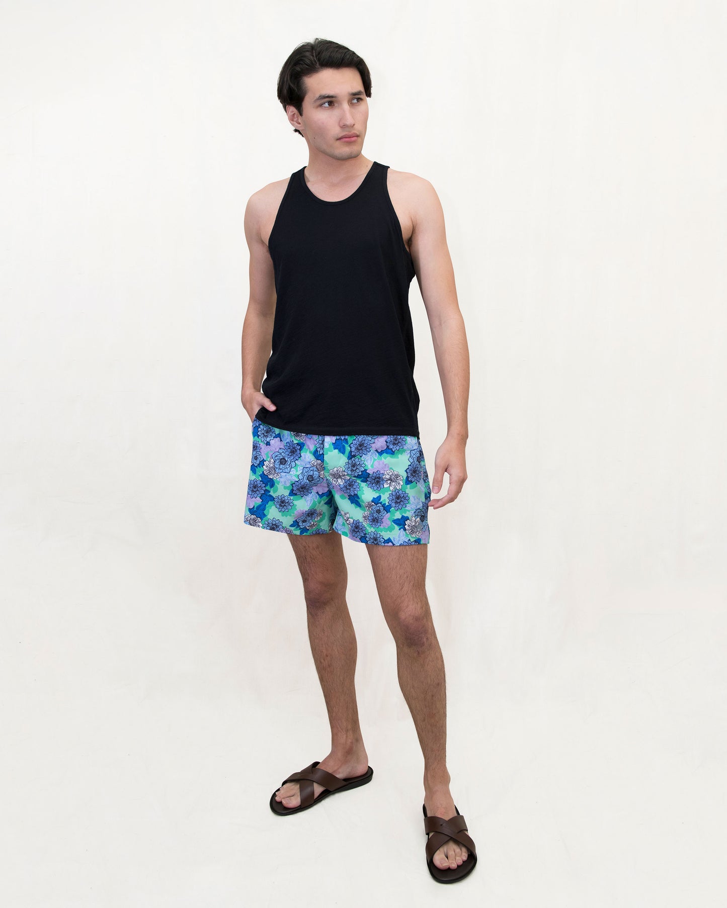 QUACK SNAP FLORAL SWIM SHORT - CLOVER