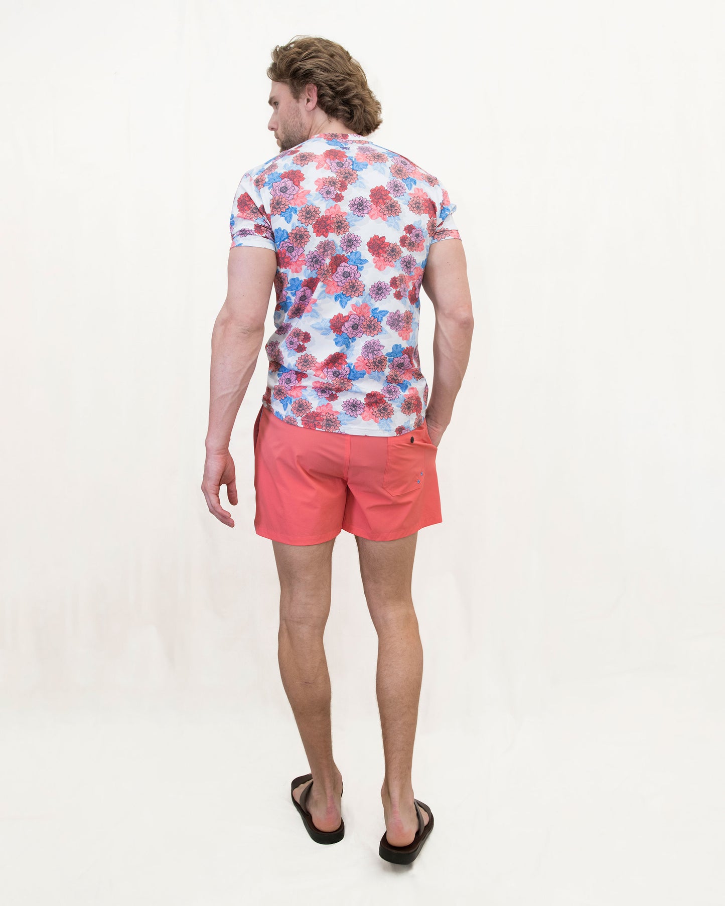 MAZE SNAP FLORAL V-NECK TEE - MELON