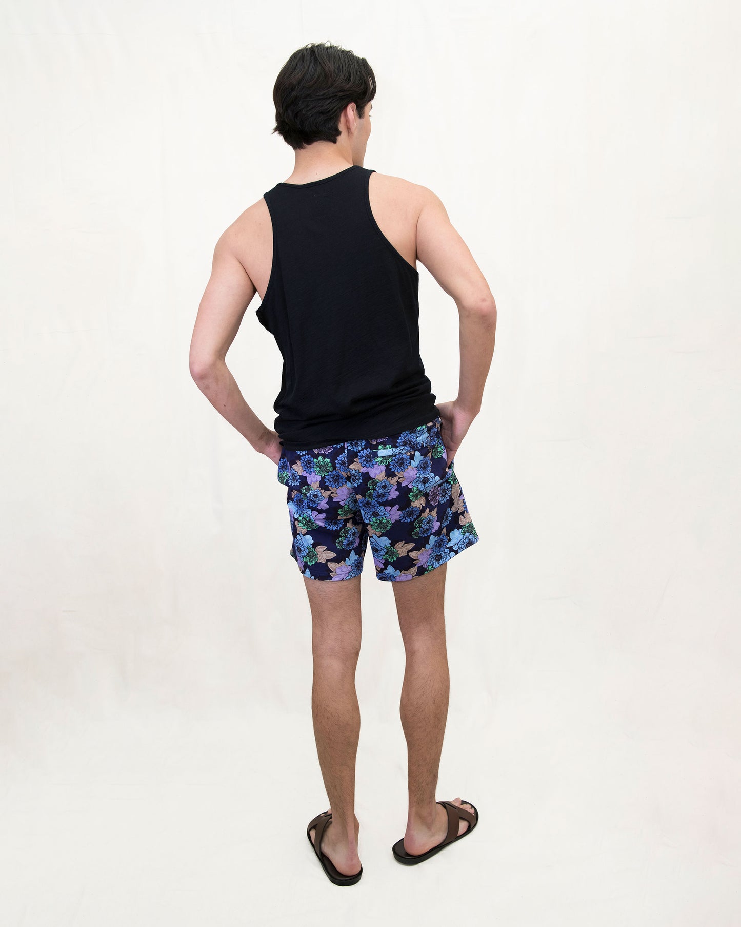 SILUS SNAP FLORAL INTERLOCK SHORTS - NAVY