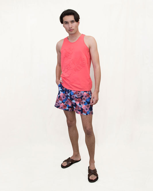 TEDFORD EMBOSSED FLORAL TANK - MELON