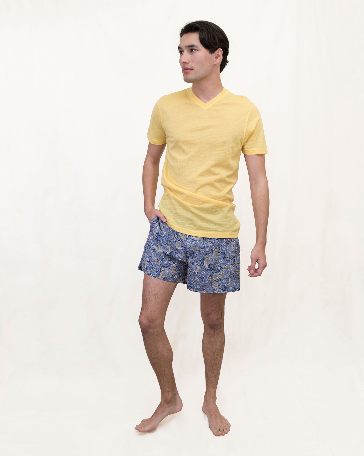 VICTOR MERINO V-NECK TEE - SUNSHINE