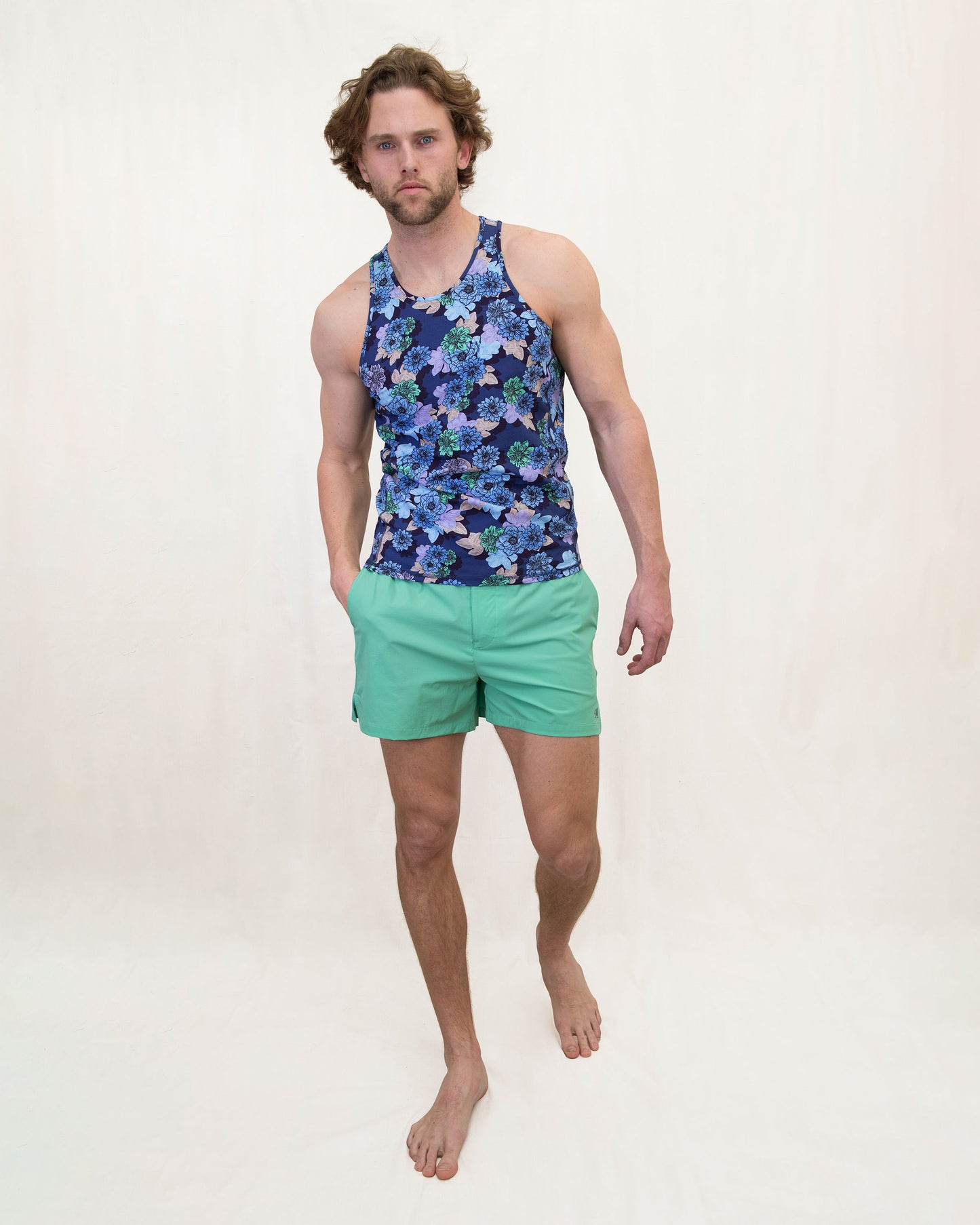 TEDFORD SNAP FLORAL TANK - NAVY