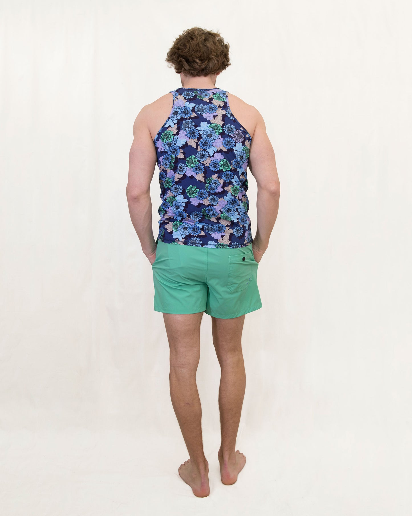 TEDFORD SNAP FLORAL TANK - NAVY