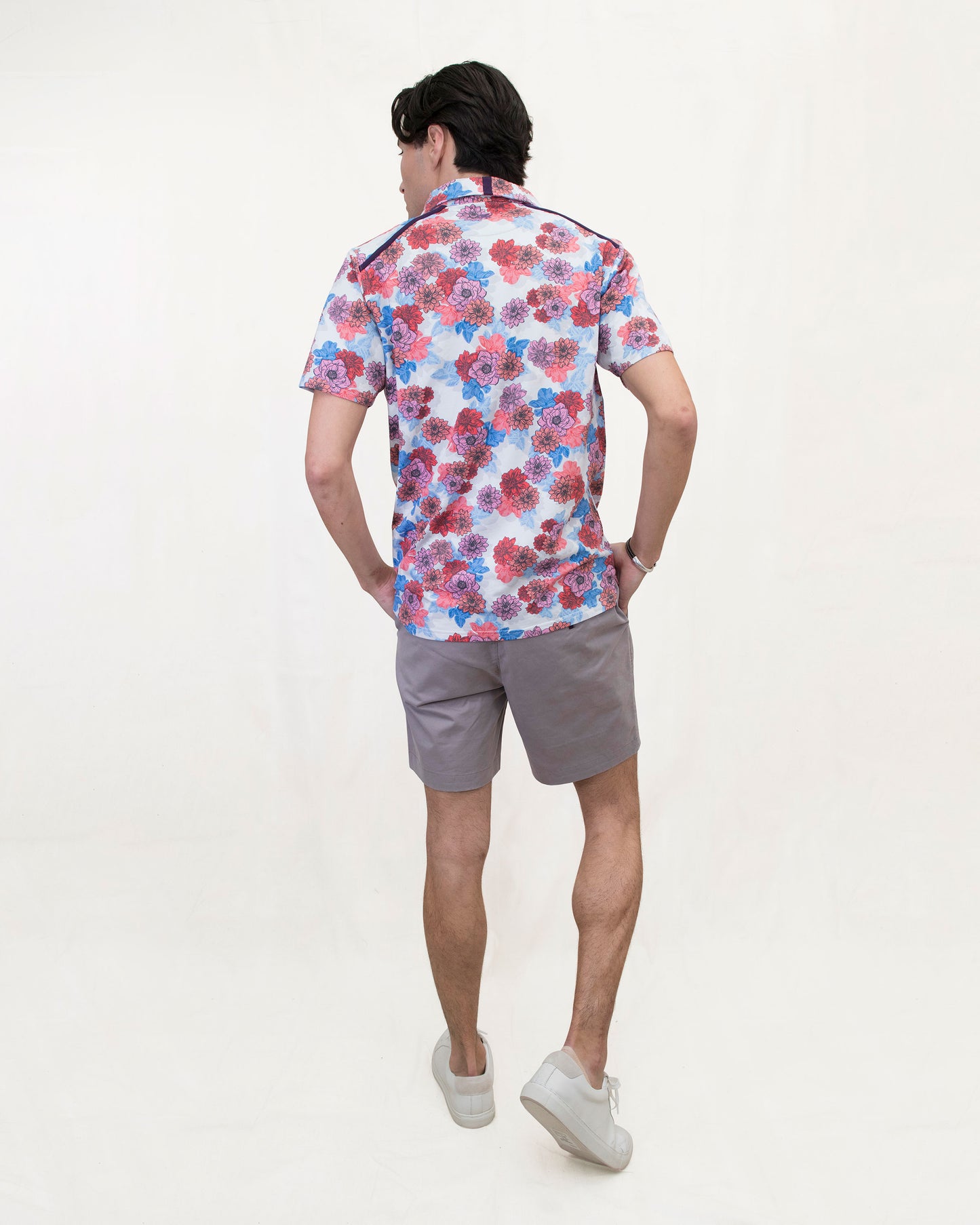 PIETRO SNAP FLORAL POLO SHIRT - MELON