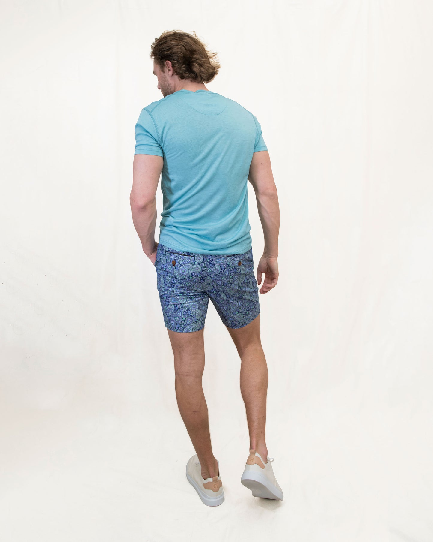 JOHN POW PAISLEY FLAT FRONT SHORT - GRASS