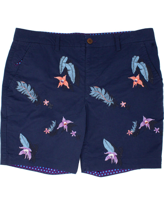 EDWARD FLOWER EMBROIDERY SHORT - NAVY