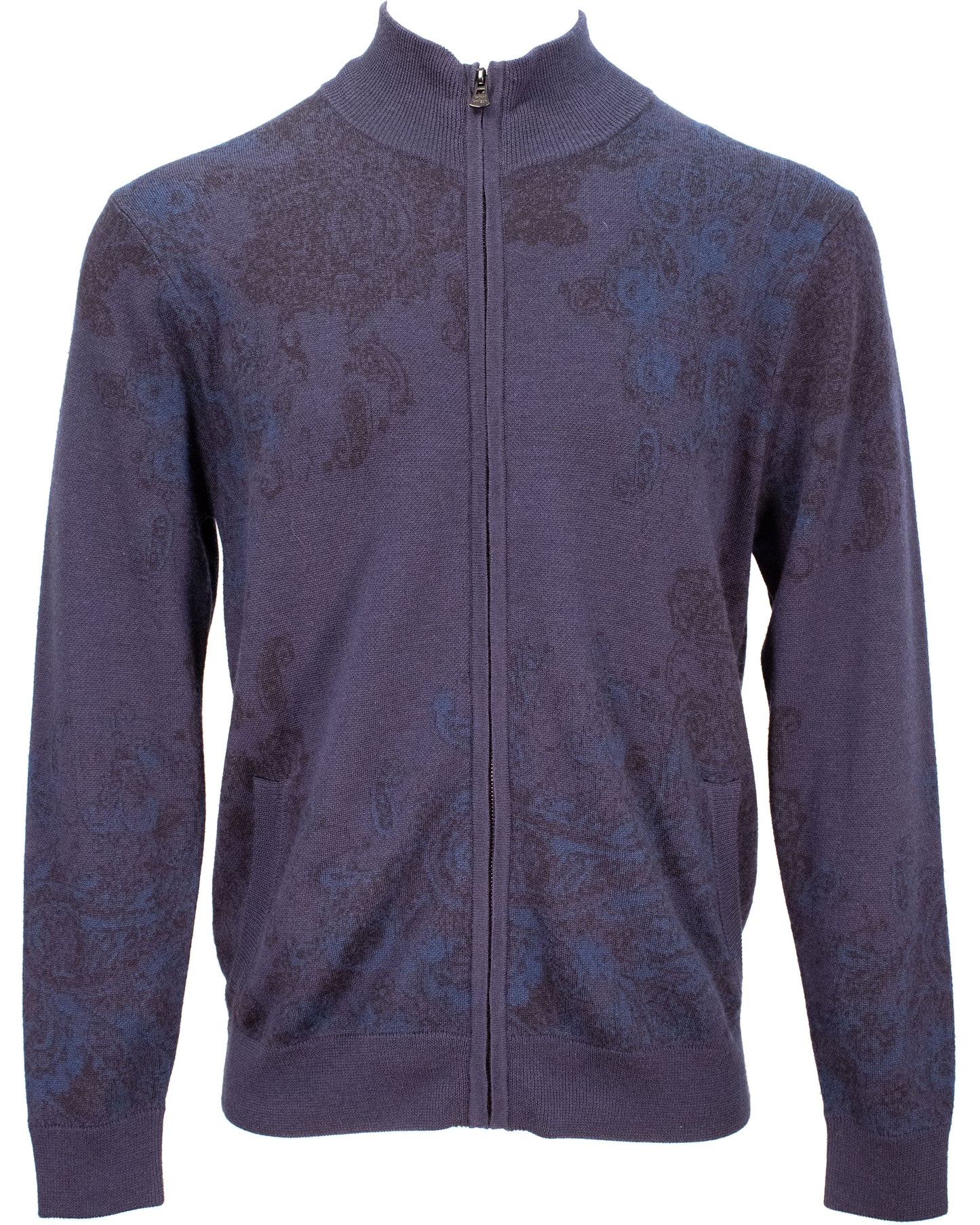 FREDERICK PAISLEY FULL-ZIP CARDIGAN - NAVY