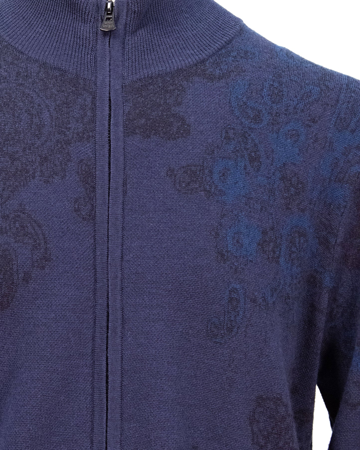 FREDERICK PAISLEY FULL-ZIP CARDIGAN - NAVY