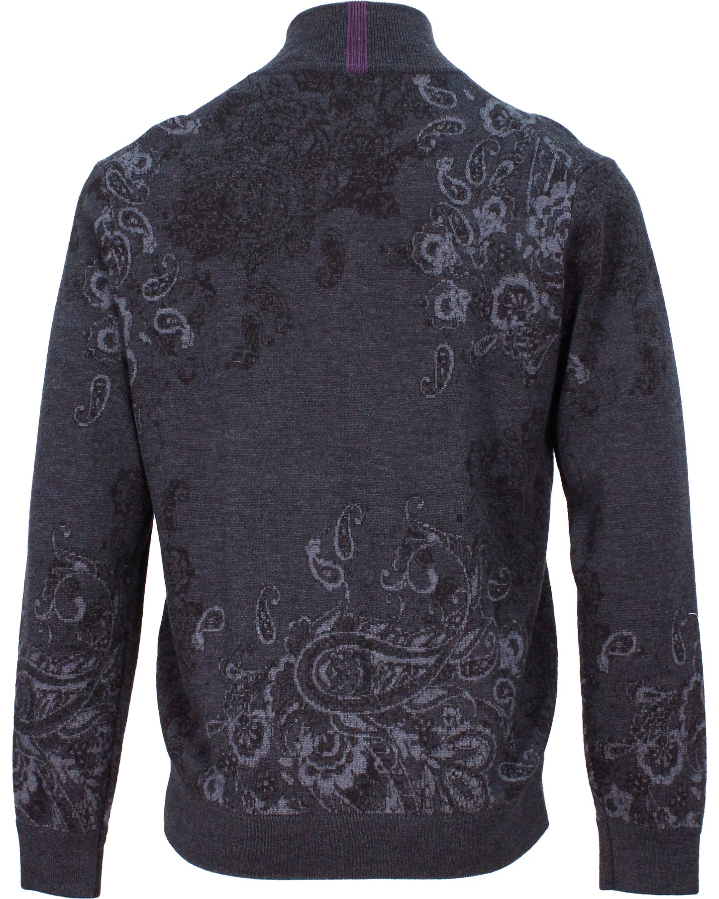 FREDERICK PAISLEY FULL-ZIP CARDIGAN - CHARCOAL