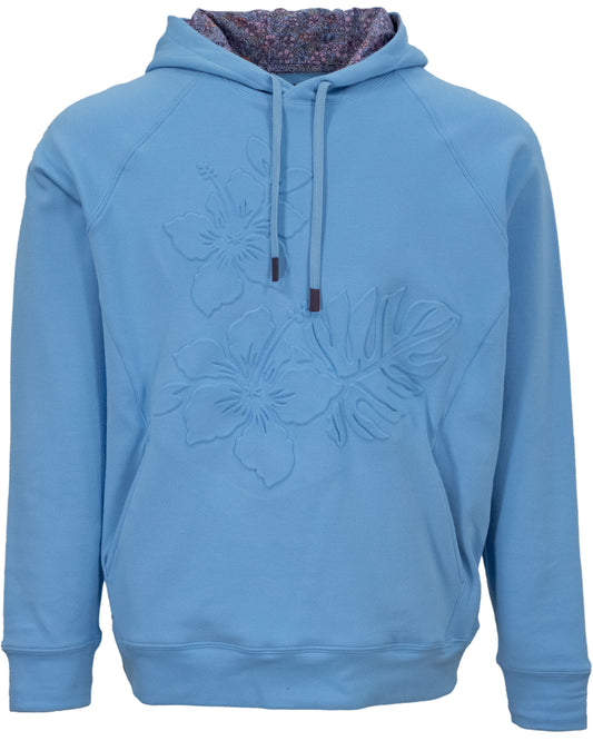 HANK EMBOSSED FLORAL HOODIE - BLUE