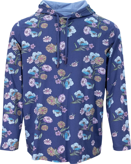 HORATIO SPACED FLORAL HOODIE - NAVY