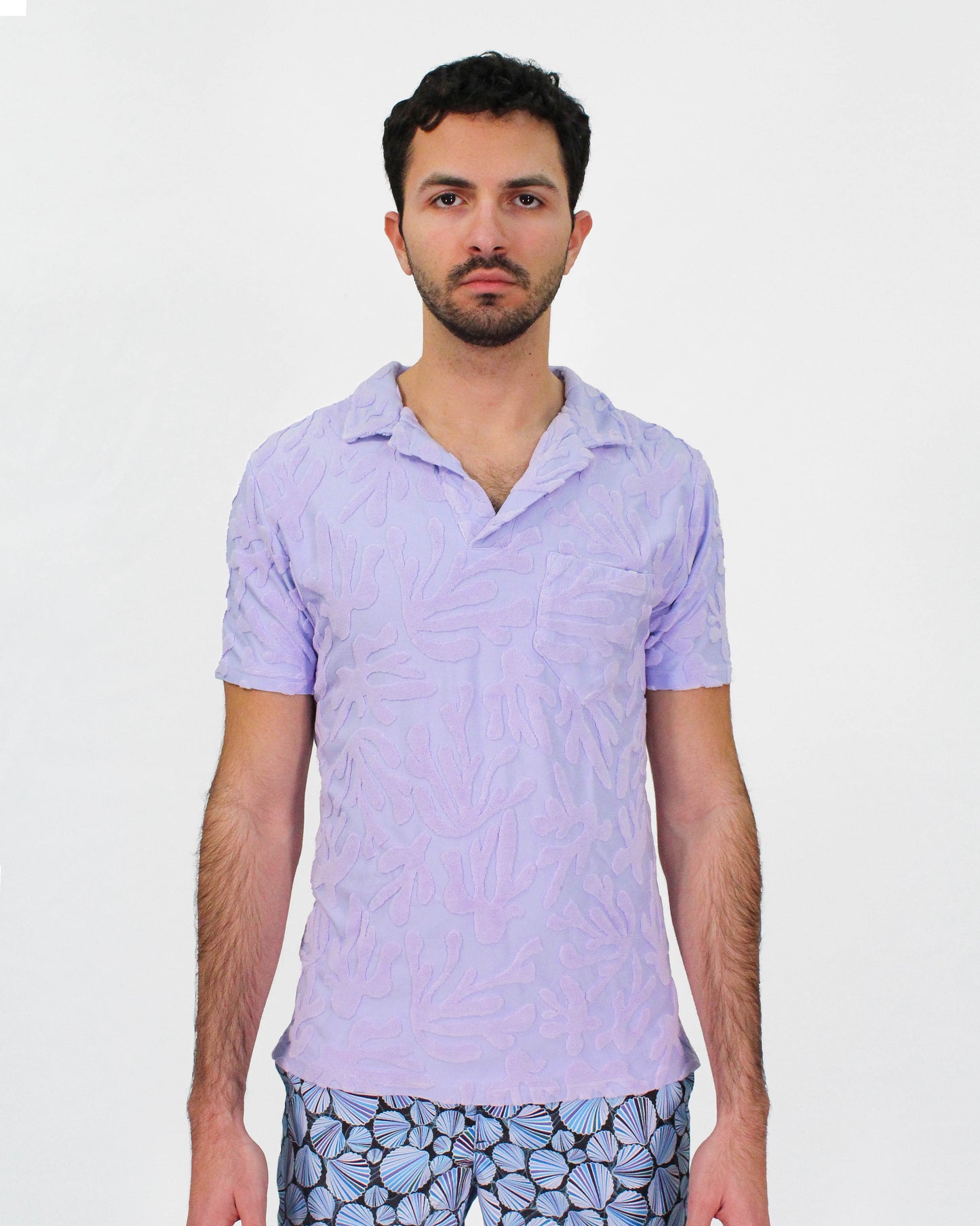 JOHNNY CORAL TOWEL POLO SHIRT IN LAVENDER