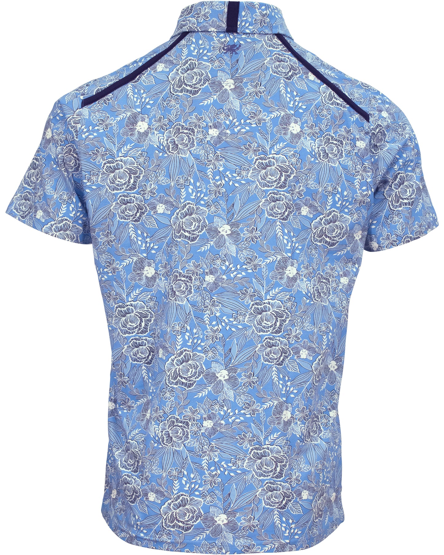 PIETRO HANDCUT FLORAL POLO SHIRT - BLUE