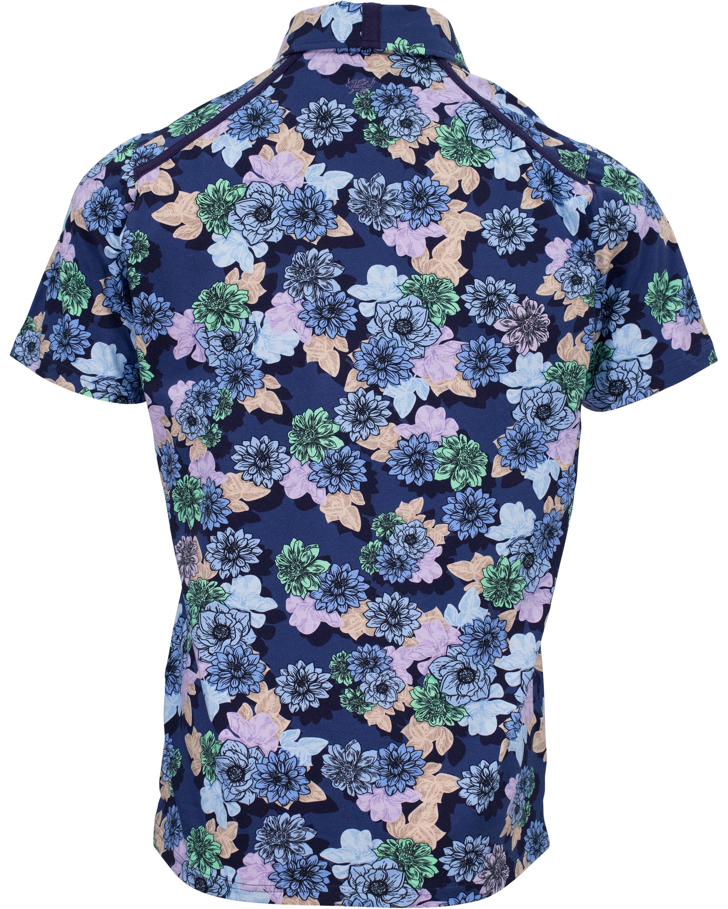 PIETRO SNAP FLORAL POLO SHIRT - NAVY