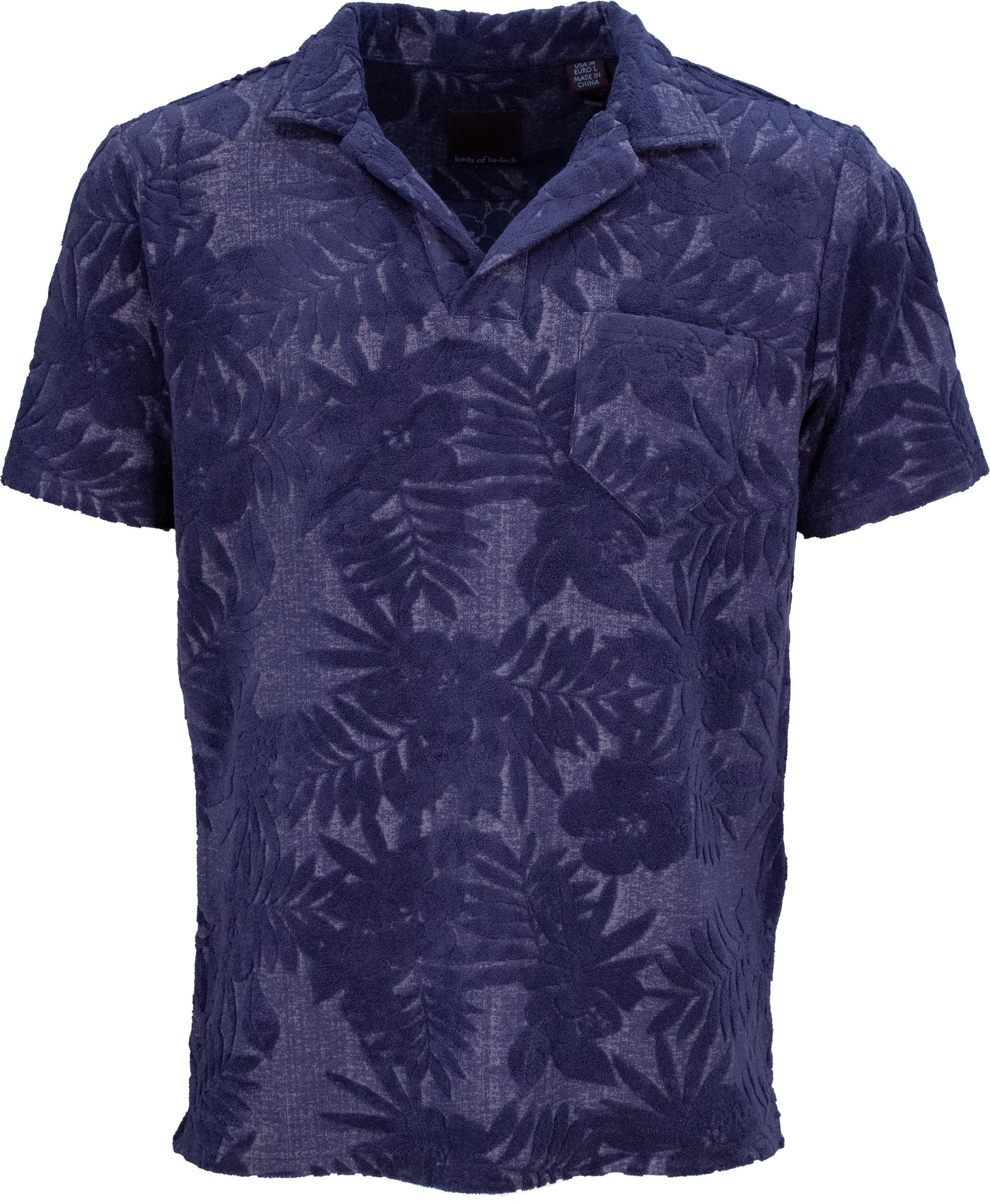 JOHNNY FARM FLORAL TOWEL POLO - NAVY