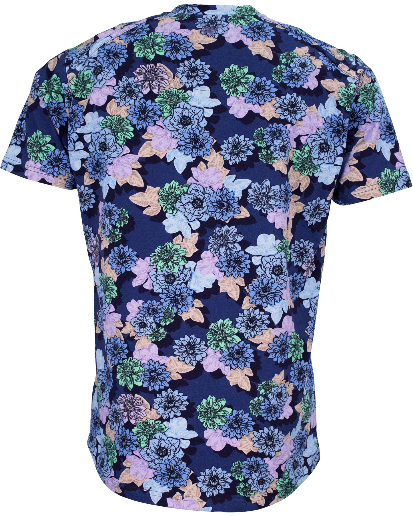 MAZE SNAP FLORAL V-NECK TEE - NAVY