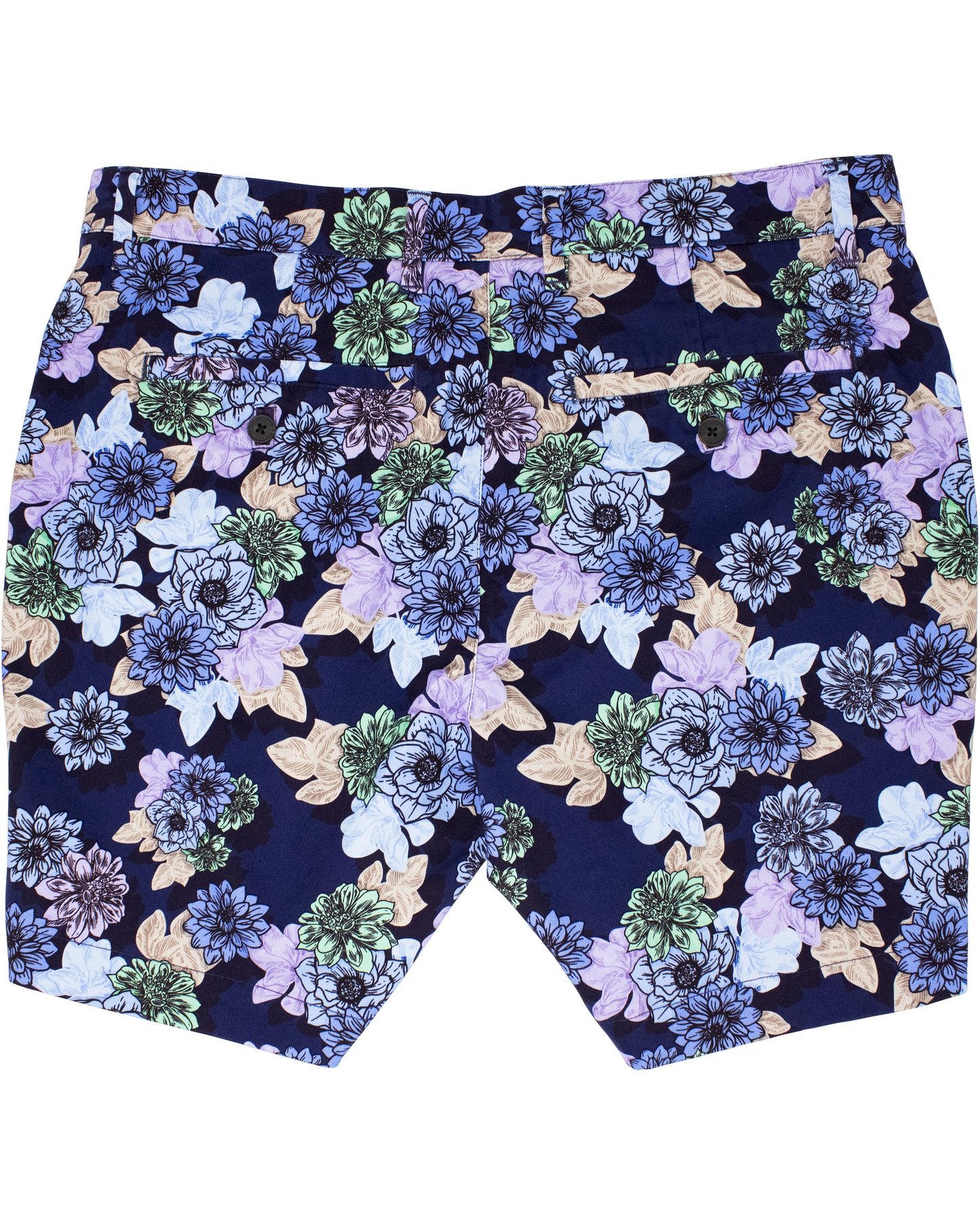 JOHN SNAP FLORAL FLAT FRONT SHORT - NAVY