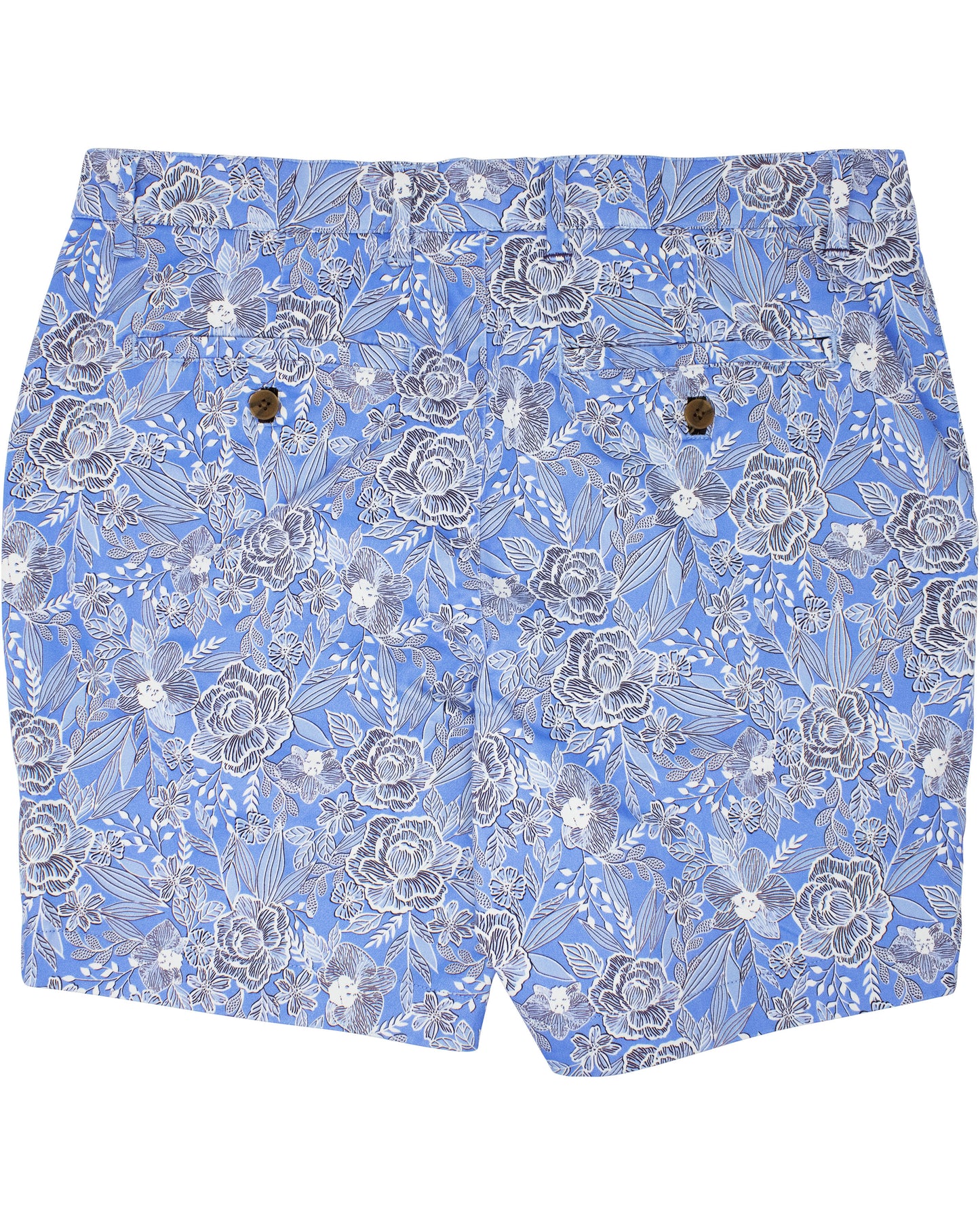 JOHN HANDCUT FLORAL FLAT FRONT SHORT - BLUE