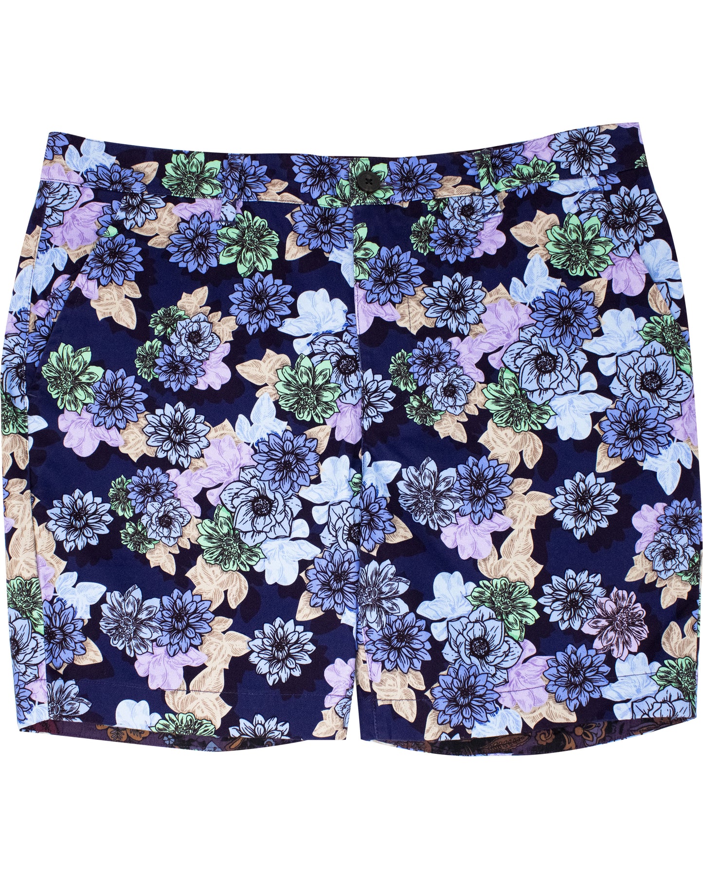 JOHN SNAP FLORAL FLAT FRONT SHORT - NAVY