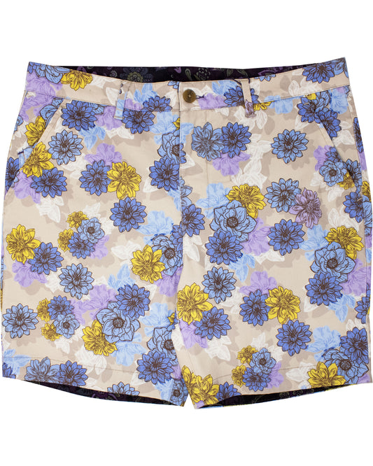 JOHN SNAP FLORAL FLAT FRONT SHORT - PUMICE