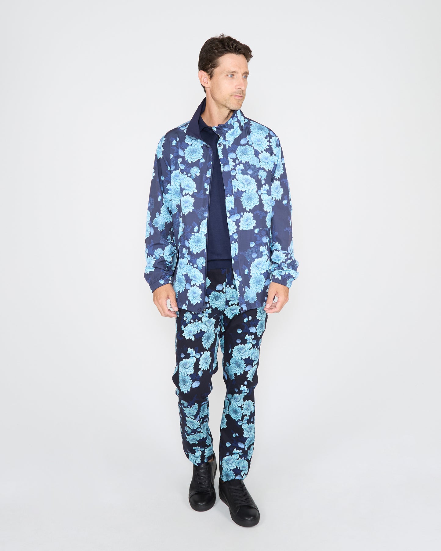 PASCALI SERIOUS FLORAL REVERSIBLE PERFORMANCE JACKET - NAVY