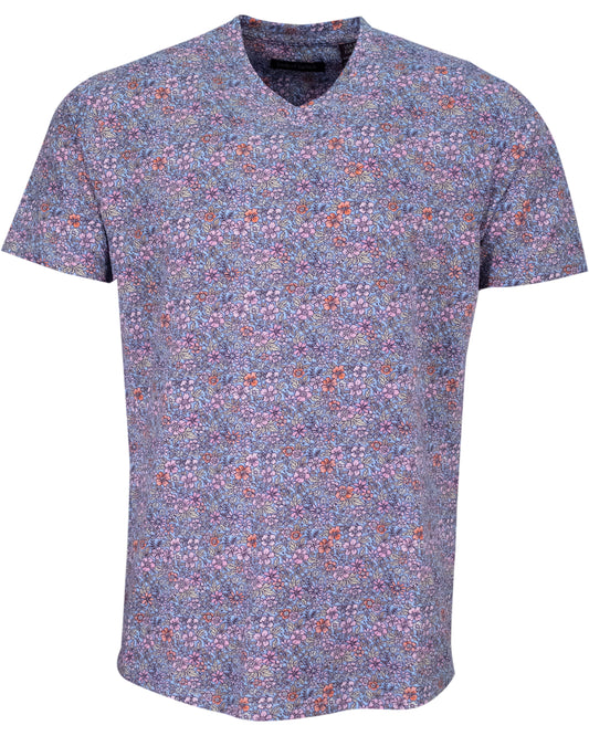 MAZE FLOWER FIELD V-NECK TEE - SHADOW PINK