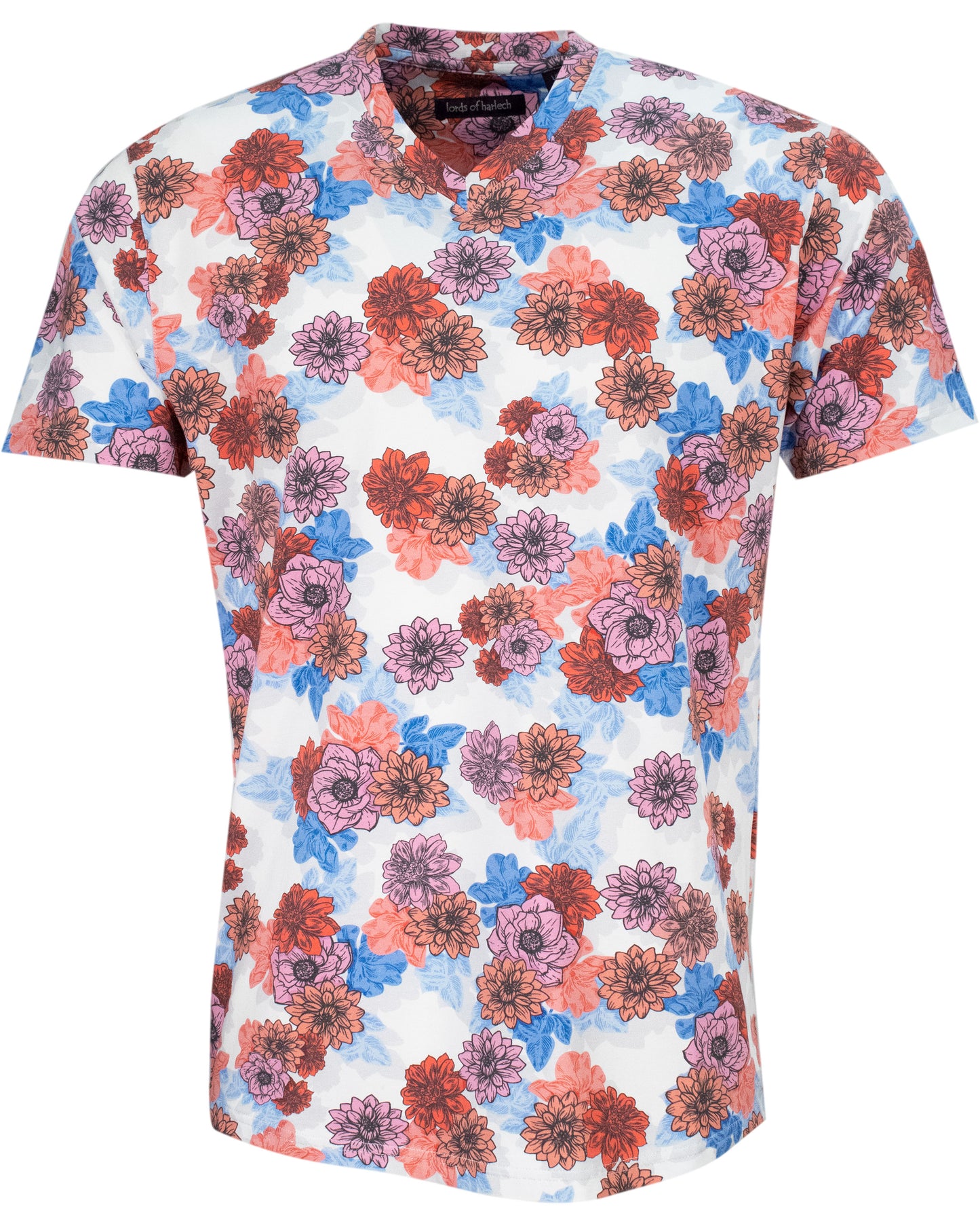 MAZE SNAP FLORAL V-NECK TEE - MELON