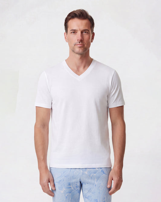 Maze White V-Neck Tee