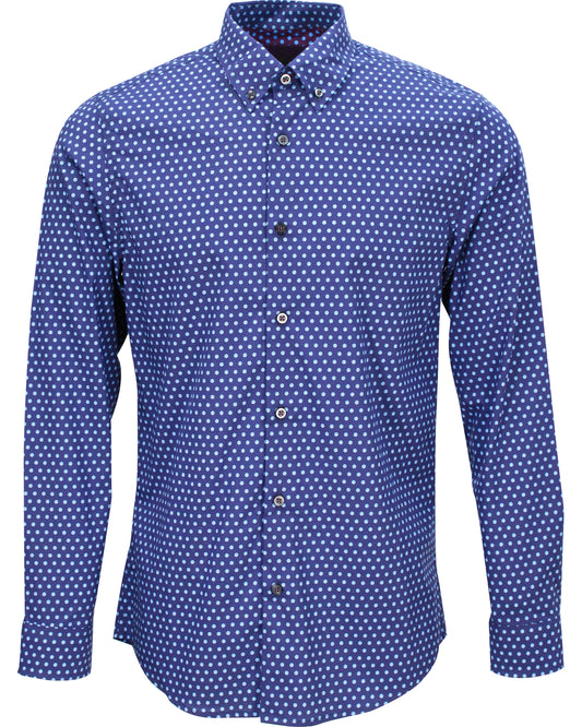 MITCHELL PEACE POLKADOT SHIRT - SAPPHIRE