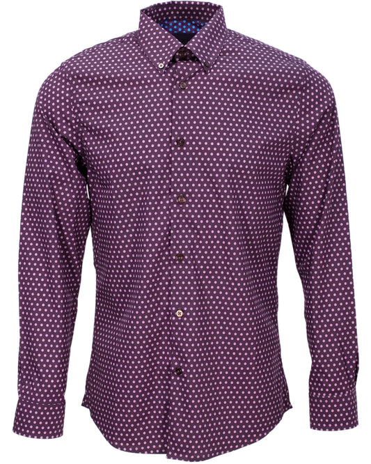 MITCHELL PEACE POLKADOT SHIRT - PLUM