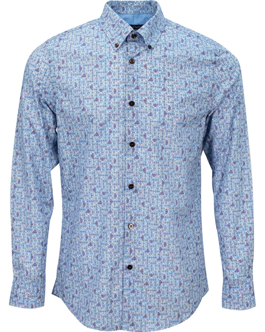 MORRIS GEO TULIP SHIRT - BLUE