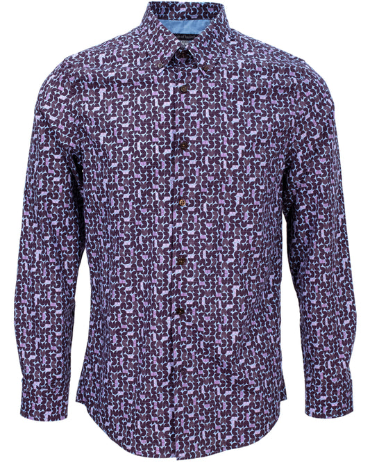 MORRIS GEO TULIP SHIRT - PLUM