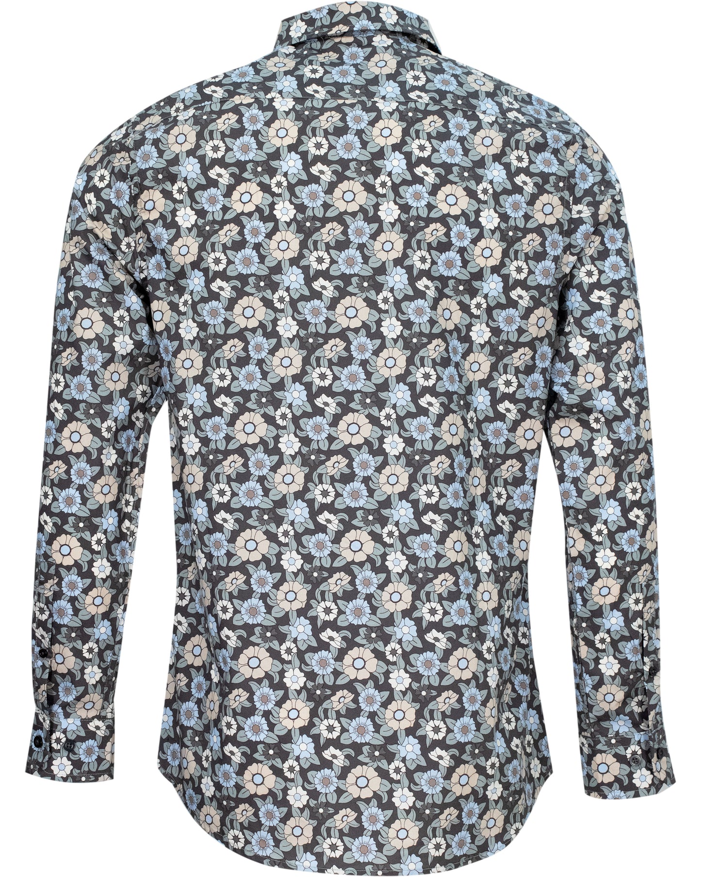 MORRIS GROOVY FLORAL SHIRT - GREY