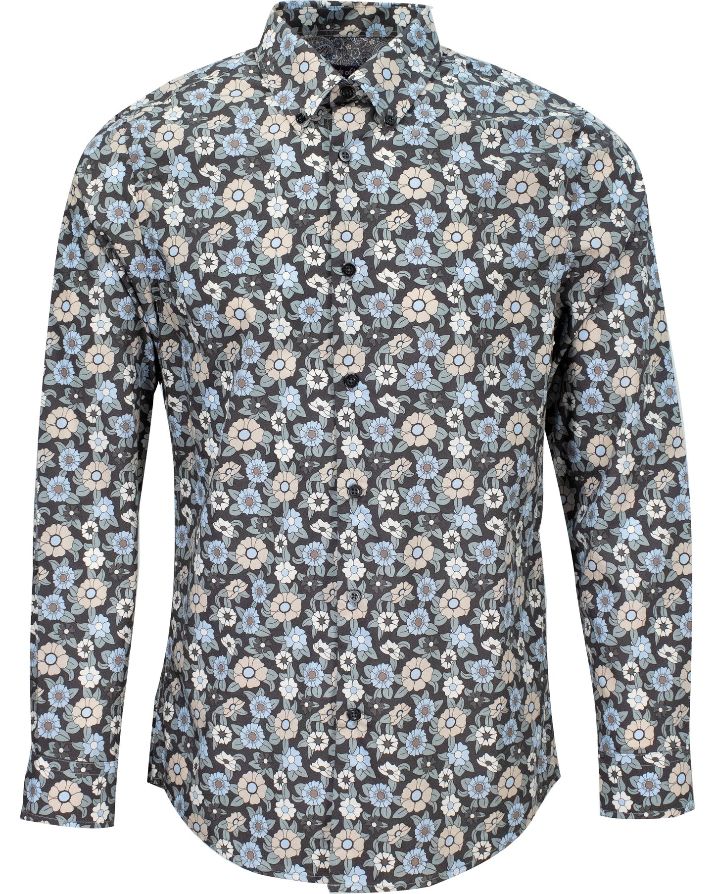 MORRIS GROOVY FLORAL SHIRT - GREY