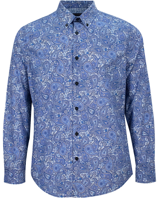 MORRIS POW PAISLEY SHIRT - BLUE