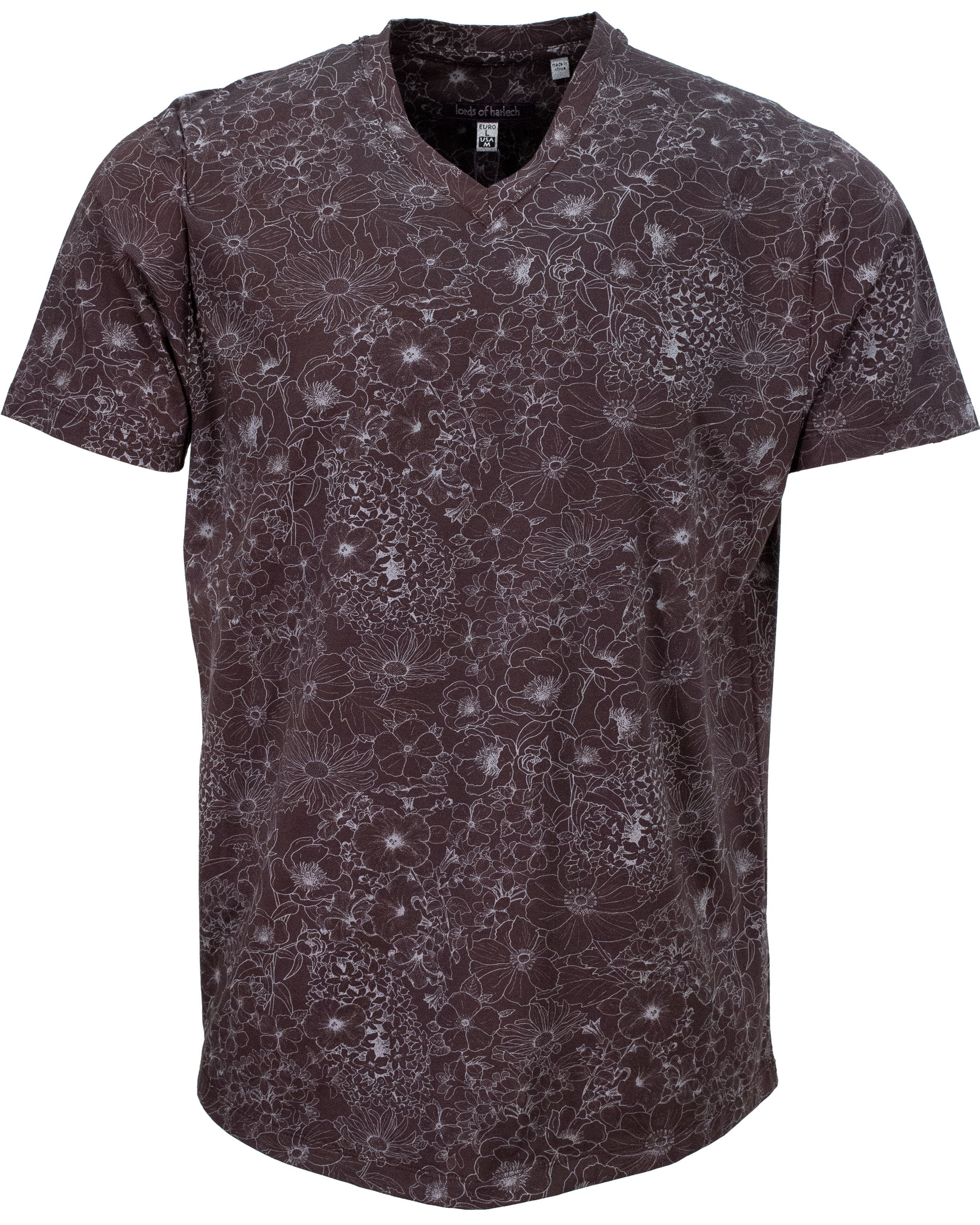 MAZE MADRID PAISLEY V-NECK TEE - BLACK