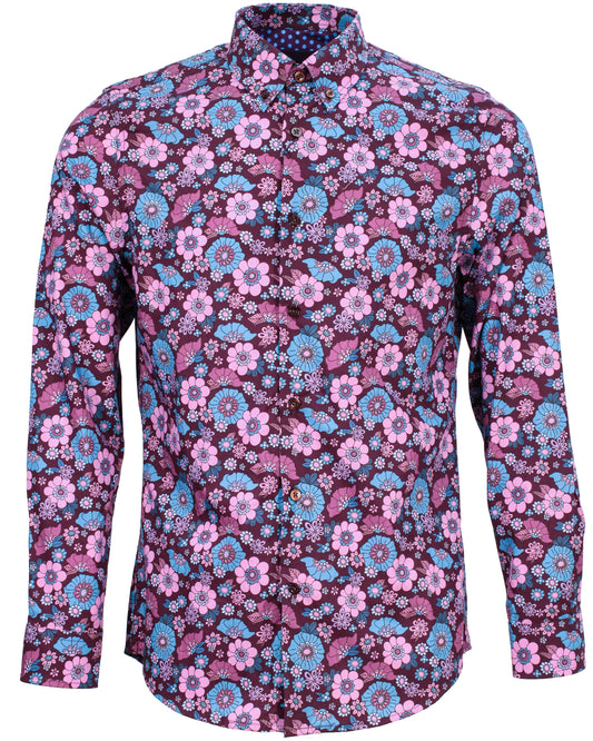 MITCHELL JOYFUL FLORAL SHIRT - PLUM