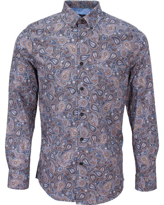 MORRIS TRIPPY PAISLEY SHIRT - GREY