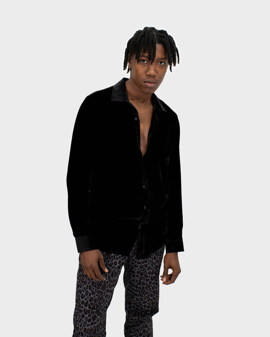 NED VELVET SHIRT - BLACK