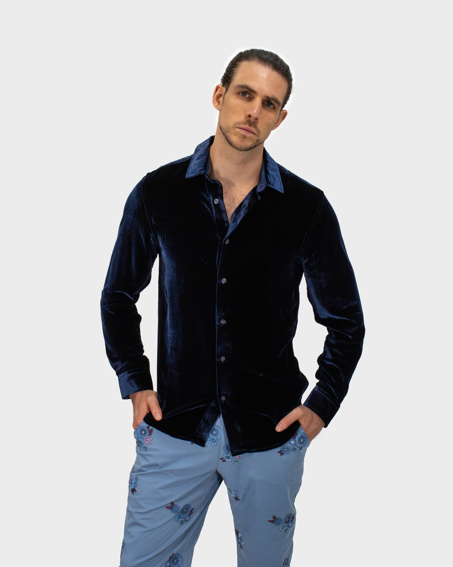 NED VELVET SHIRT - NAVY