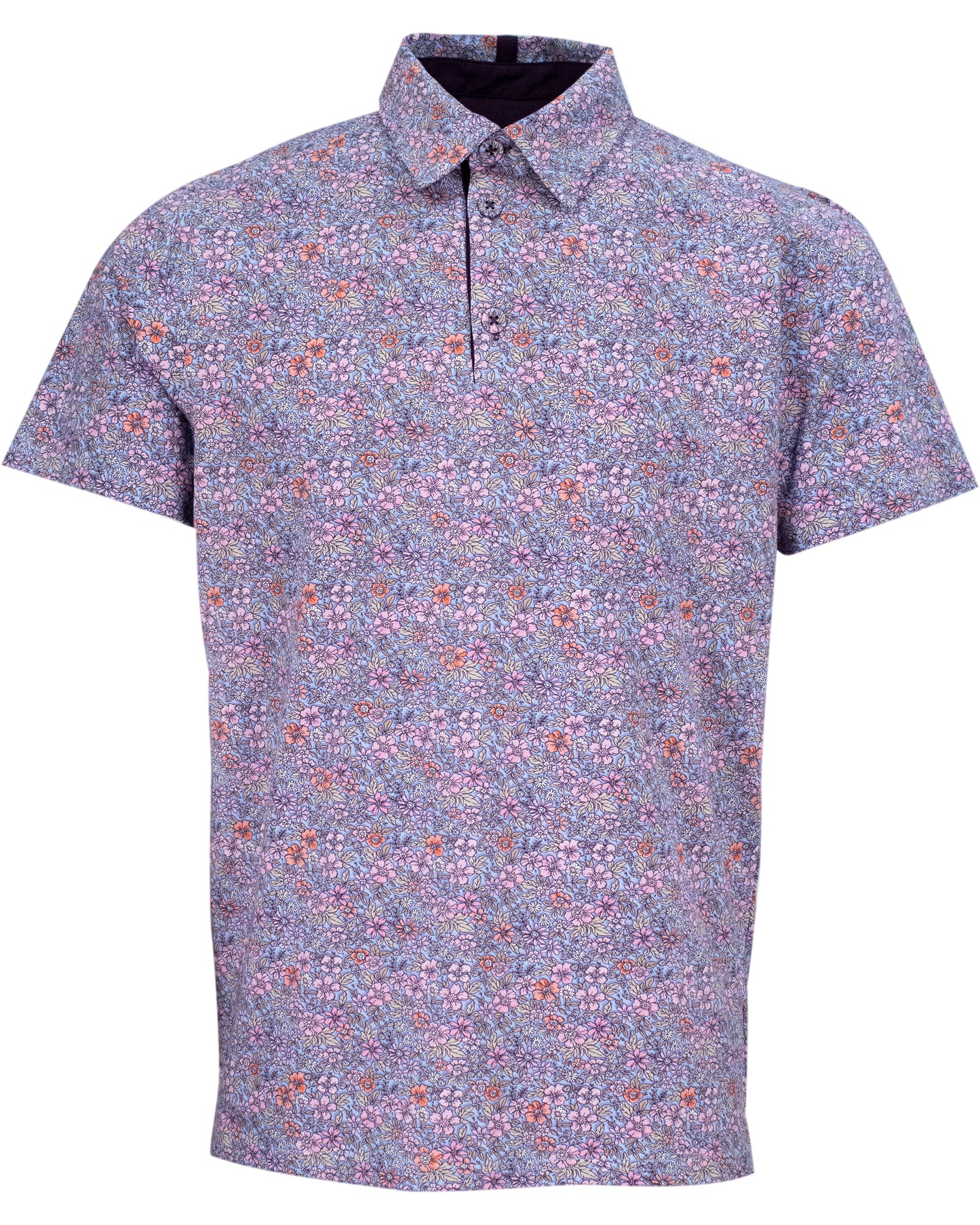 PIETRO FLOWER FIELD POLO SHIRT - SHADOW PINK