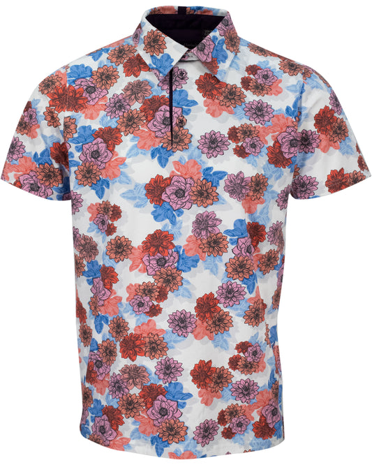 PIETRO SNAP FLORAL POLO SHIRT - MELON