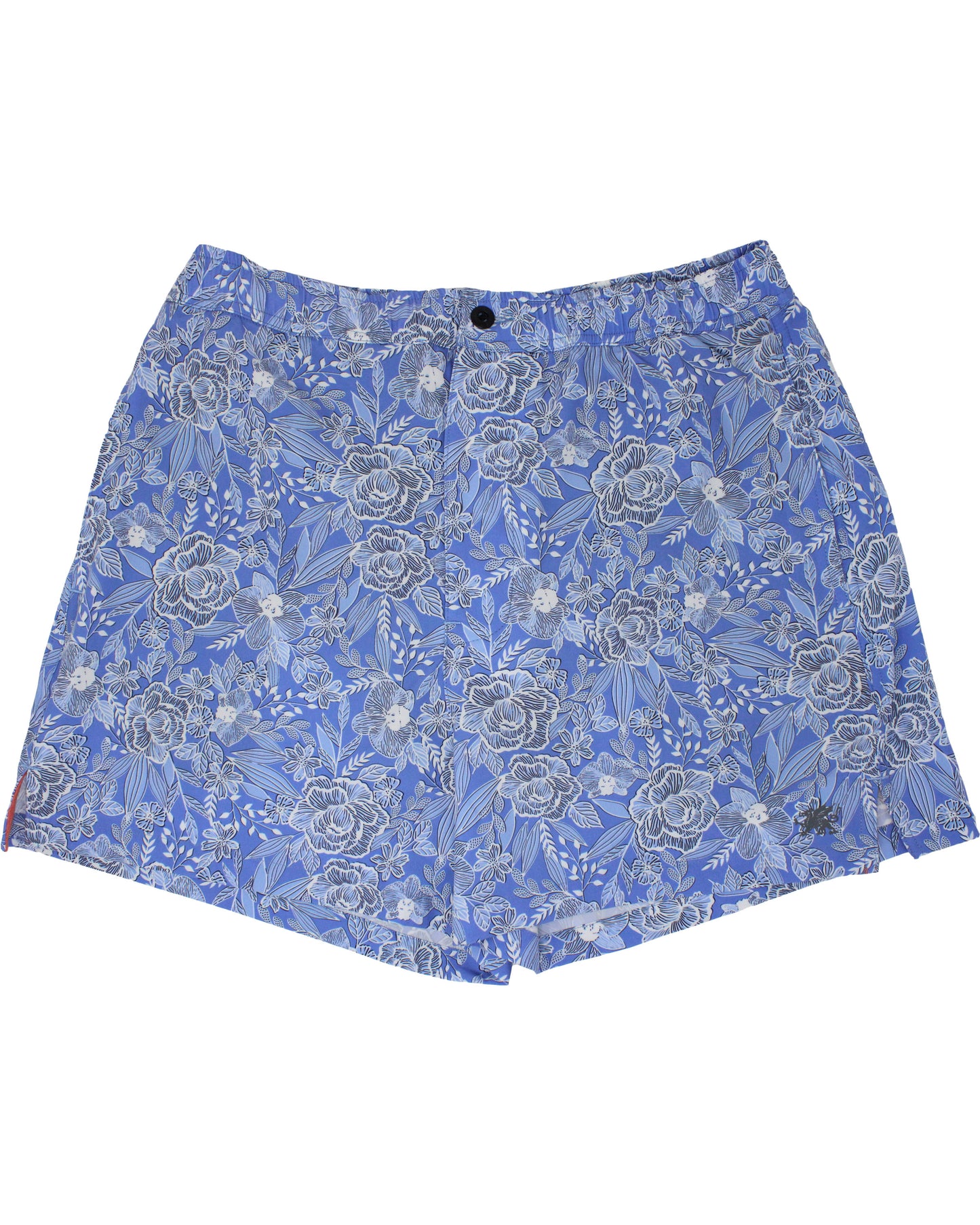 QUACK CUTOUT FLORAL SWIM SHORT - BLUE