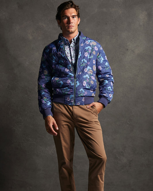 RON SPACED FLORAL REVERSIBLE JACKET - AEGEAN