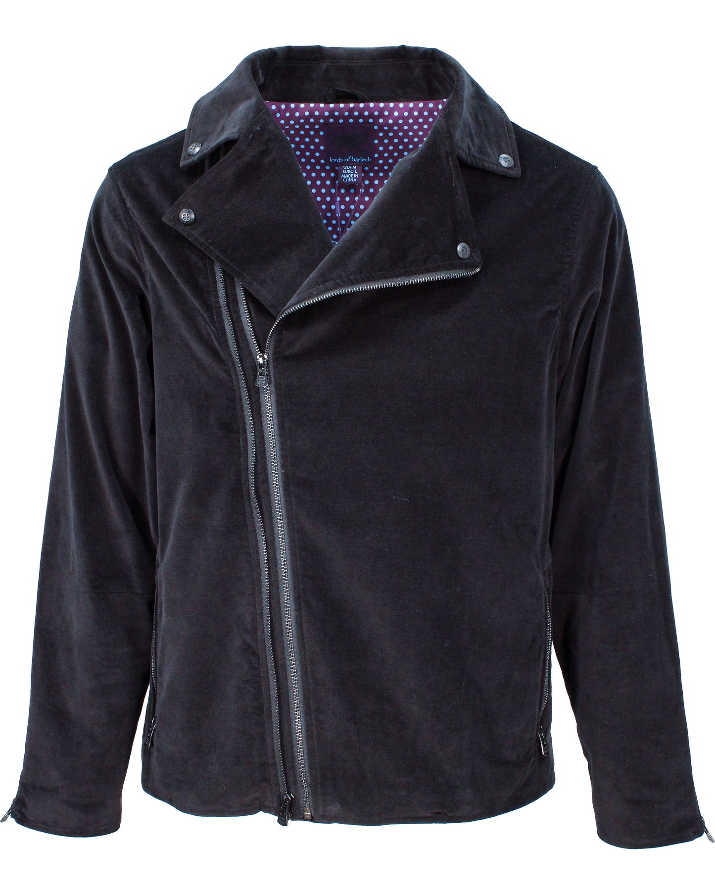 ROCKY VELVET BIKER JACKET - BLACK