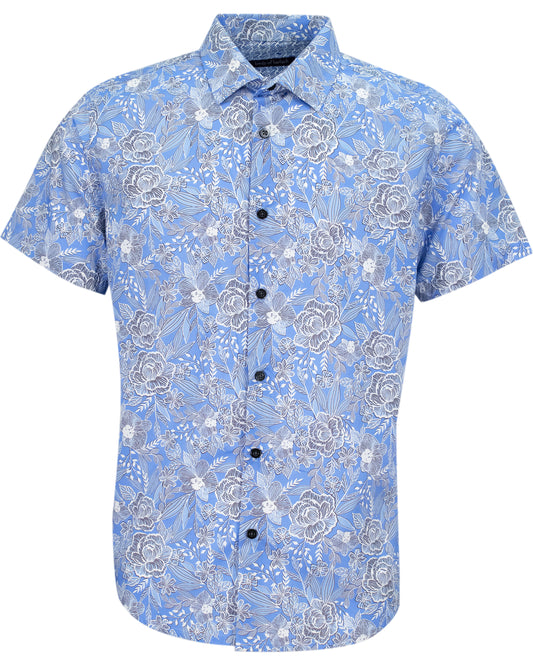 SCOTT HANDCUT FLORAL SHIRT - BLUE