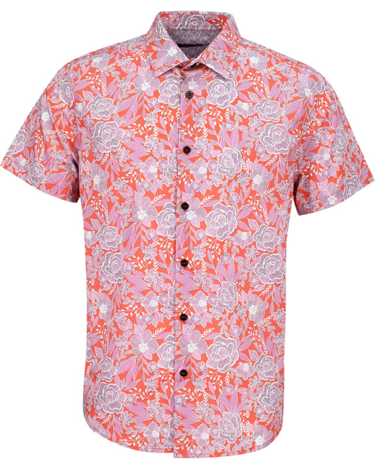 SCOTT HANDCUT FLORAL SHIRT - MELON